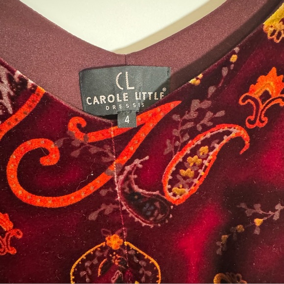 Carole Little VTG Velvet Holiday 3/4 Sleeve Dress - Picture 4 of 5